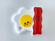 New Eggs and Bacon Silicone Baby Teether, Cute Brunch Teething Toy Baby Gift