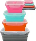 Set of 4 Collapsible Silicone Food Storage Containers with BPA Free Airtight Lid