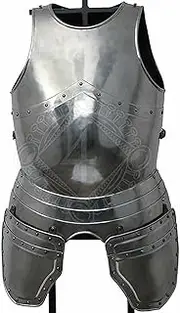 Medieval LARP Breastplate with tassets Knight Cuirass Armor Chest Plate Silver, Silver