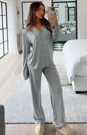 Pillow Talk Long Sleeve Pyjama Set Grey Marle