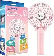 Pure Living Rechargeable Foldable Handheld Fan (Pink)