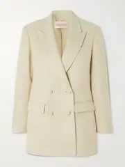 [Valentino Garavani] Valentino Garavani - Double-breasted Linen Blazer - Cream - IT40 IT 40 Cream
