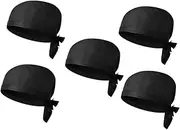 [VERDANVERSE] 5Pcs Black Chef Hats Unisex Cooking Turban Hats for Kitchen Restaurant BBQ Comfortable Cloth Design for Chefs Waiters