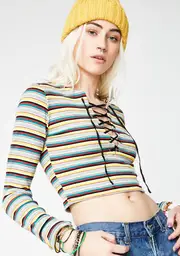 On The Line Lace-Up Top