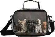 Five Adorable Kittens Puppies Insulated Lunch Box for Women Men - Ideal for Work, Picnics - Includes Adjustable Shoulder Strap