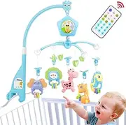 Caterbee Baby Mobile for Crib with Music and Lights, Remote, lamp, Projector for Ages 0+ Months (blu)