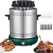 Electric Vertical Rotisserie Roaster, 1300W Smokeless Automatic Rotating Kebab Machine with Meat Skewer & 15 Grill Fork, 2 Gear Temperature Adjustment, 360° Even Heating, for Party, Home