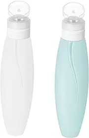 LOEFLIFA 2pcs Silicone Dispensing Bottles Travel Containers for Toiletries Squeeze Shampoo and Lotion Dispenser Leak Modern Design for Travel Essentials