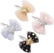 Kisangel Net Yarn Bow Hairpin Stars Boys and Girls Bow Knot Hair Clip Multi Hairpin Set for Children's Hairstyles