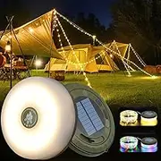 BonGu Solar Camping String Lights, 2 in 1 Rechargeable 10 M Camping Lights with 5 Lighting Modes, Waterproof Portable Tent Lighting for Outdoor Camping Hiking Awning Garden Party Festival Decor