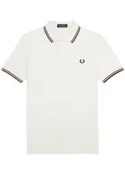 Fred Perry Twin Tipped Piqué Cotton Polo Shirt - White - L L