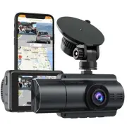 4K Dash Cam with GPS Wi-Fi, Front and Inside Dual 4K+1080P, Car Camera with N...