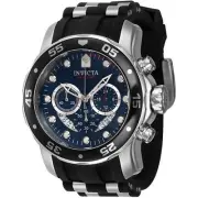 Invicta Men's Watch Pro Diver Chrono Blue Dial Black and Silver Tone Strap 40476