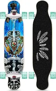 Sports Longboard Skateboard, 41" 9-Layer Maple Double-tilt Anime Pattern Four-Wheel Flashing Mid-Dance Board Suitable for Beginners Adults