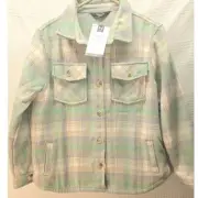 Member's Mark Girls Shacket Jacket Size 14-16 Green Plaid 6634