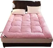 Thickened futon Mattress, Portable Dormitory Single Double Bed Sleeping pad, Comfortable, Soft and Breathable, Foldable.(Pink,150x200cm)