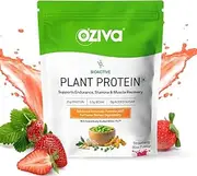 O.Ziva Bioactive Plant Protein (Strawberry), 1kg | 25g Protein,5.5 BCAA| Pea Isolate| Plant based Protein Powder for Women & Men | Essential Amino Acids| Vegan Protein supplement, Clean, Sugar free (Value Pack 1Kg, Strawberry)