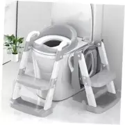 Potty Training Seat with Step Stool Ladder, Toddler Potty Training Toilet Gray