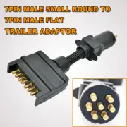 7 PIN FLAT MALE TO 7 PIN SMALL ROUND PLUG TRAILER ADAPTOR CONNECTOR SOCKET 12