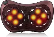 Massage Pillow Cushion 8 Kneading Rollers Heating Neck Shoulder Back,Brown