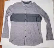 Marc Ecko Shirt Button Up Men's SZ XL Cut and Sew Striped Long Sleeve Shirt Blue