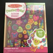 Melissa & Doug Wooden Bead Kit DIY Blossom Bouquet 240+ Beads & 8 Cords (NEW)