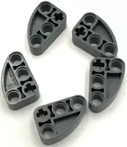 Lego 5 New Dark Bluish Gray Technic Liftarms Modified L-Shape Quarter Ellipses