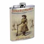 Vintage Cowgirl Hip Flask D10 8oz Stainless Steel Old Fashioned Retro