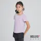 【Mollifix 瑪莉菲絲】弧形剪接修身短袖訓練上衣_KIDS、瑜珈服、瑜珈上衣、運動服(淺紫)