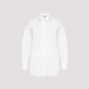 [Alexander Mcqueen] Alexander Mcqueen-Optical White Cotton Shirt-Donna 42 IT