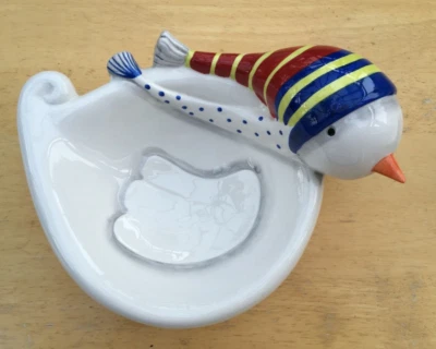 New Oneida FROSTY FEATHERS 3D CANDY BOWL Bird Christmas Centerpiece NWT