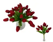 Three Bunches Nine Heads Tulip Bunch Red Artificial Flower