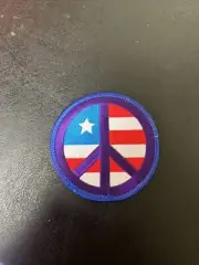 American Flag Peace Sign Patch - Iron On or Sew On 3 Inches