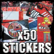 50x Man Utd Ultras Stickers - Inspired by Manchester, Casuals, Red Army,