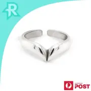 Heart Chevron Curved Band Sterling Silver 925 Toe Ring