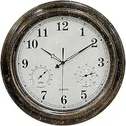 Waterproof Outdoor Clock Garden Clocks, Vintage Silent Outdoor Wall Clock with and Combo 18 inch Outdoor Clocks Metal Outside Clocks