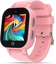 Kids Smart Watches Girls with GPS Tracker & Video Calling Texting 4G Smart Watch for Kids Age 5-12, One-Key SOS Call Phone 12/24 Hr Alarm Clock Camera Pedometer Sport Mode Games Birthday Gifts(Pink)
