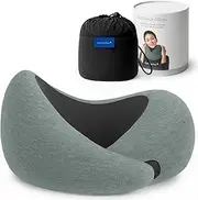 [OSTRICH PILLOW] Ostrichpillow Go Neck Pillow, Travel Pillow with Memory Foam, 360º Ergonomic Design, Asymmetrical Sides, Travel Bag Included, Washable Modal Cover (Green Moss)