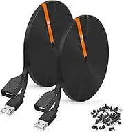 2-Pack 30ft Power Extension Cable Compatible with Wyze Cam v4,Wyze Cam Pan v3,Wyze OG,Wyze Cam v3 and v3 Pro Security Cameras - 9m Long Flat USB Male to Female Charging Cord, Black