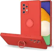 [UEEBAI] Ring Holder Case for Samsung Galaxy A53 5G, Slim Liquid Silicone Phone Case with 360 Rotatable Ring Holder Kickstand Bumper Hand Strap with Magnetic Car Mount Shockproof Cover - Red