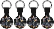 4PCS for Doberman Air Tag Holder Case Waterproof & Shockproof Anti-Scratch Protective Air Tag Cover with Keychain Ring Silicone Tags Holders for Luggage, Backpack, Keys, Pet