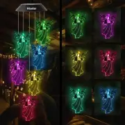 Angel Solar Wind Chimes Light Color Changing Solar Mobile Waterproof LED Sola...