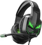 EKSA Fenrir Gaming Headphones with Microphone - Gaming Headset for PC, Xbox One, PS4, PC, PS5, Mobile Devices, Noise Cancelling Mic, Comfortable Ear Pads, 50 mm Drivers, RGB Light, One Key Control