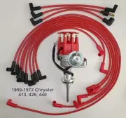 CHRYSLER 413-426-440 1959-1972 Red SMALL Cap HEI Distributor & Spark Plug Wires