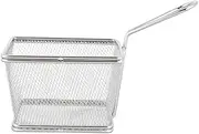IWOWHERO Basket Portable Air Fryer Fried Food Strainer Mini Deep Fryer Frying Net Deep French Fries Holder Fry Chips Serving Net Rotisserie Air Fryer Toaster Oven Pan Silver Stainless Steel