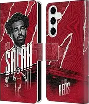 Head Case Designs Officially Licensed Liverpool Football Club Mohamed Salah 2023/24 First Team Leather Book Wallet Case Cover Compatible with Samsung Galaxy S24+ 5G