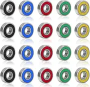 GAIVEK 20 Pcs 608RS Skateboard Bearings,Roller Skate Wheels Scooter ABEC-9 Rubber Sealed Metal Spare Bearing for Four-Wheel Longboard Stunt Scooters Inline Skates (Colorful)