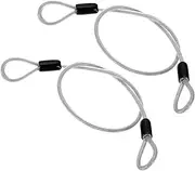 uxcell 5/32" Dia Vinyl Coated Stainless Steel Cable with Loops, 2 Pcs 2 ft (20") Flexible Wire Rope Security Chain Lanyard Lock for Outdoor Stage Lighting Luggage Lock, Clear
