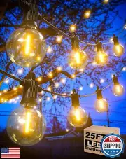 Zuske Outdoor String Lights, 25FT Patio Lights with 13 Shatterproof G40 Globe