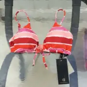 NWT ViX Paula Hermanny Eva Pink Front Tie Bikini Top, Size D